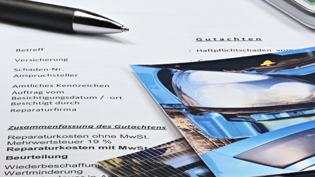 Unfallgutachten mit Schadensbildern